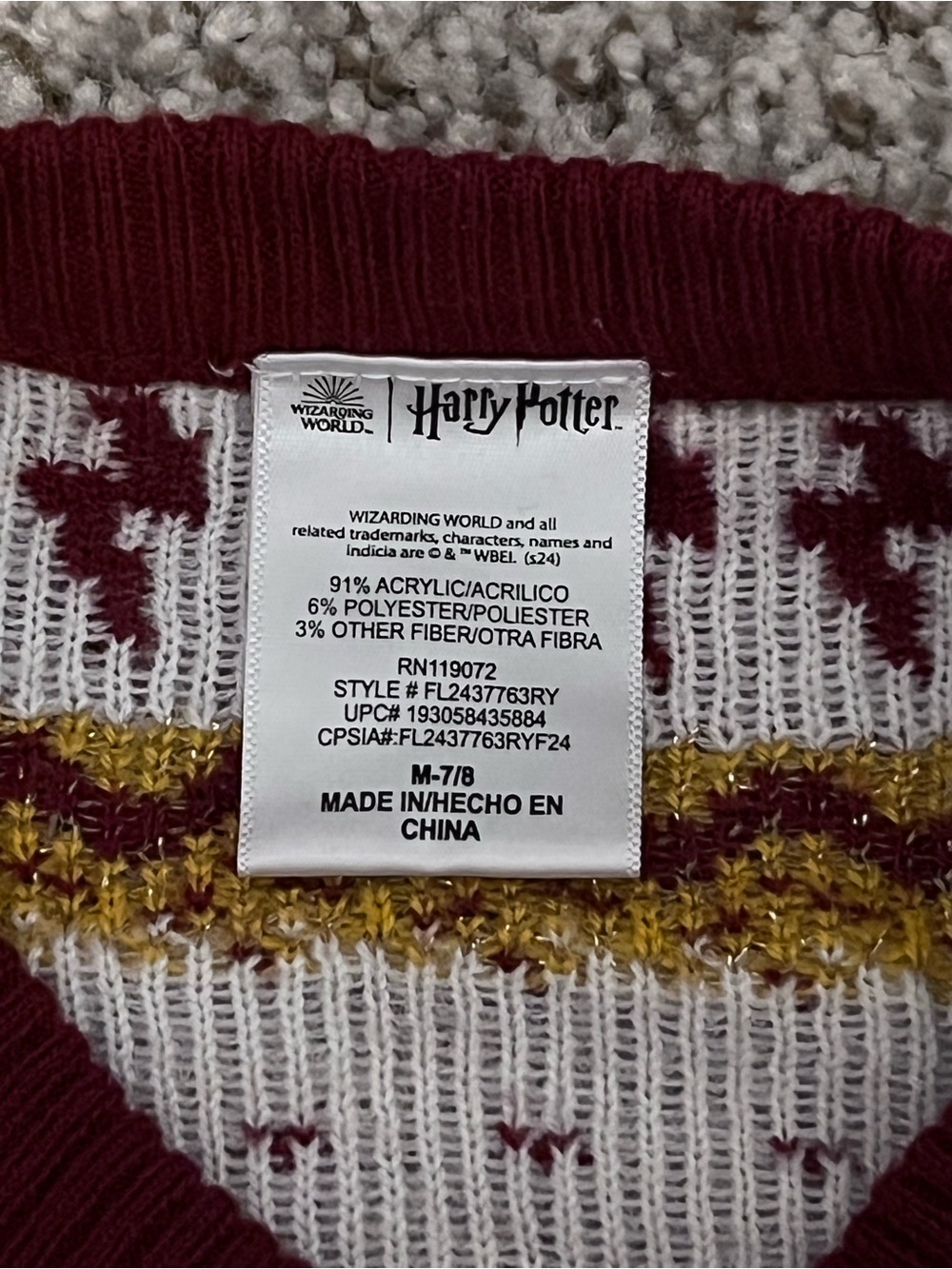 SOLD- Hogwarts Maroon Crewneck Sweater for Girls - Picture 7 of 8